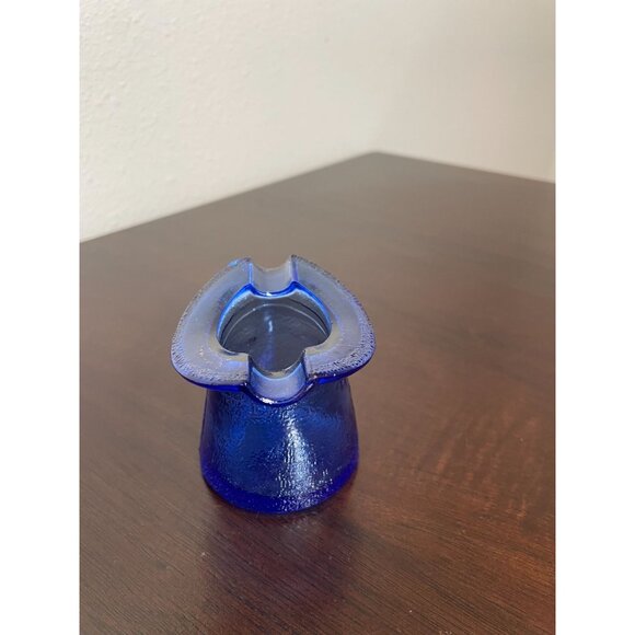 Vintage Cobalt Blue Glass Top Hat Ashtray - Picture 2 of 6